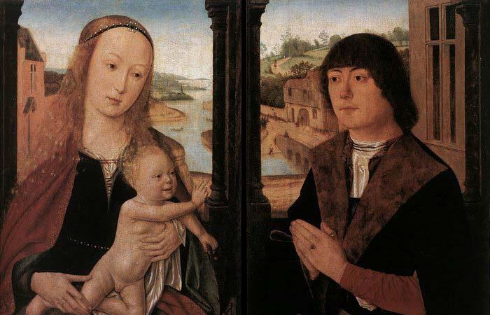 unknow artist Diptych with a Man at Prayer before the Virgin and Child oil painting image
